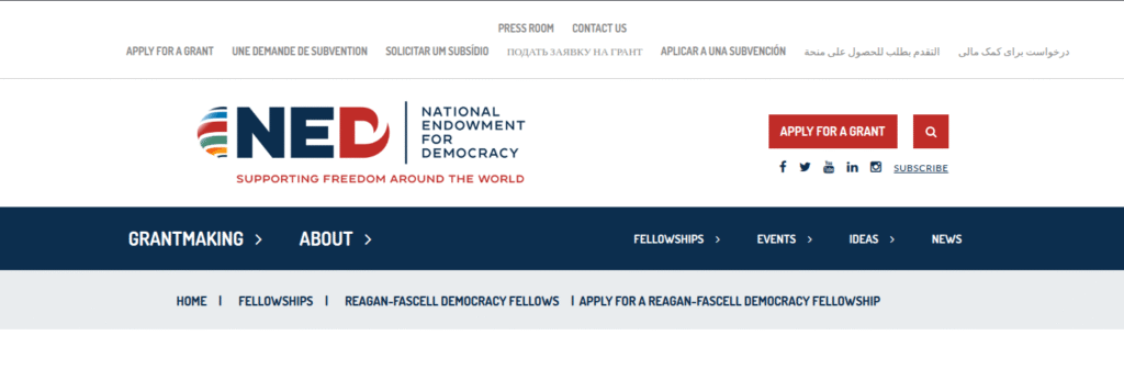 NED Reagan Fascell Democracy Fellowship in USA  2026 Fully Funded